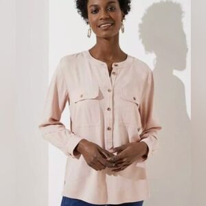 LOFT Henley Utility Blouse - NWT